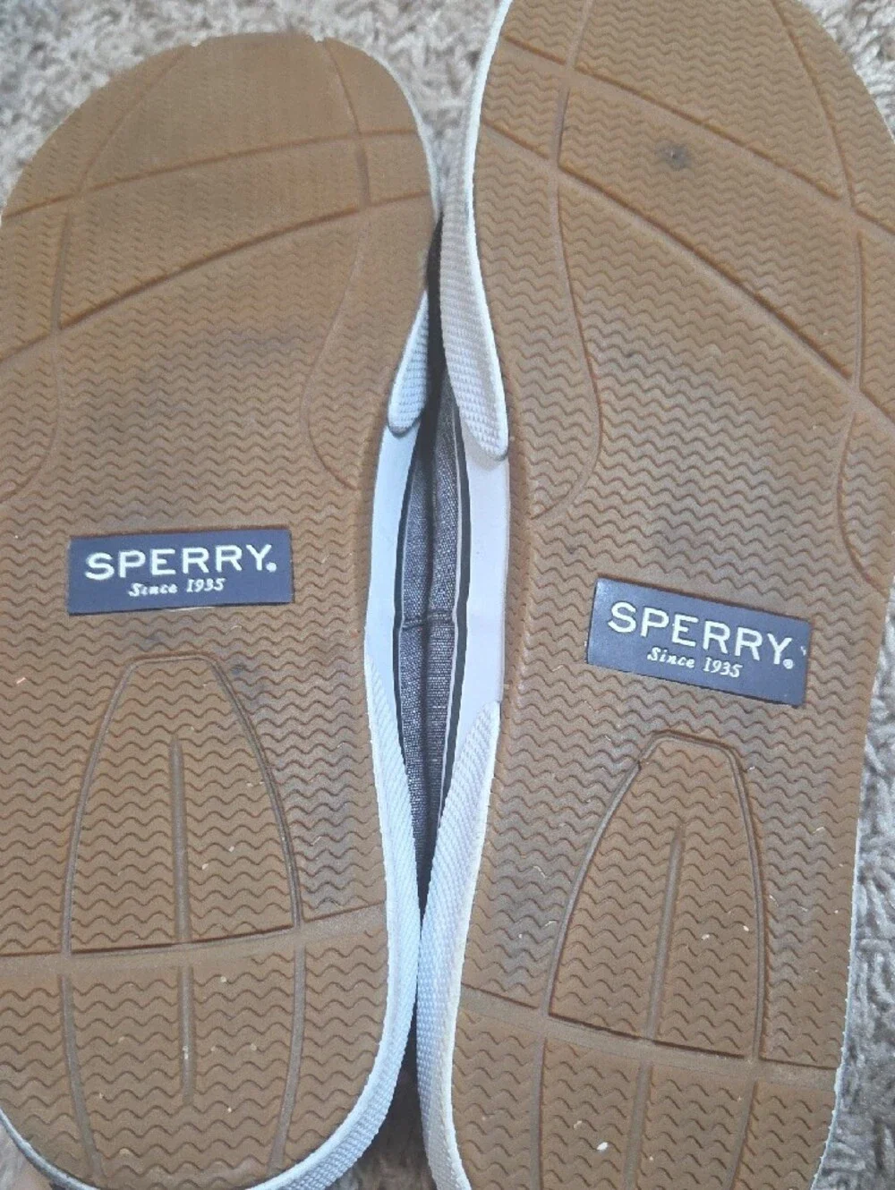 Sperry Men's Gray Canvas Boat Shoes with Black Laces